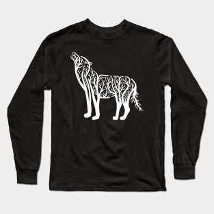 Wolf Tree Illustration Long Sleeve T-Shirt